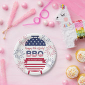 4. Juli Grillen Feuerwerk US Flagge Pappteller (Party)