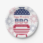 4. Juli Grillen Feuerwerk US Flagge Pappteller (Vorderseite)