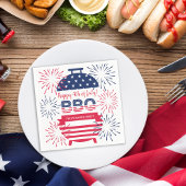 4. Juli Grillen Feuerwerk US Flagge Serviette