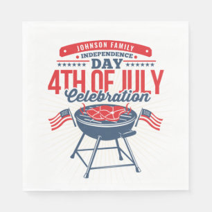 4. Juli GRILLEN Grill Personalisiert Family Wieder Serviette