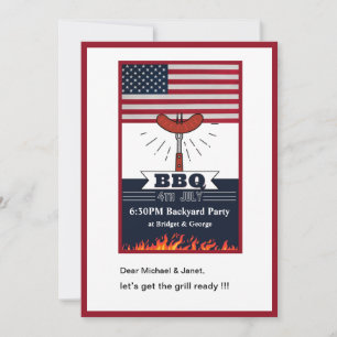 4. Juli Grillen Hinterhof Party Einladung