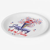 4. Juli GRILLEN Ice Creme Kone Feuerwerk Pappteller (Schrägansicht)