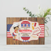 4. Juli GRILLEN Mädchen duschen rot blau Einladung (Stehend Vorderseite)