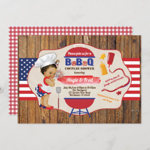 4. Juli GRILLEN Mädchen duschen rot blau Einladung