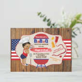 4. Juli GRILLEN Mädchen duschen rot blau Einladung (Stehend Vorderseite)
