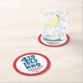 4. Juli GRILLEN Party Custom Familienname Runder Pappuntersetzer (Vor Ort)