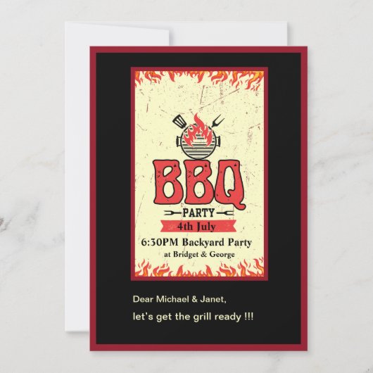 4. Juli Grillen Party Einladung (Vorderseite)