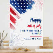 4. Juli GRILLEN Party Red White Blue Custom Poster (Küche)