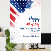 4. Juli GRILLEN Party Red White Blue Custom Poster (Heimbüro)