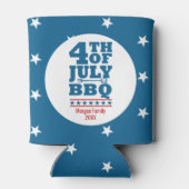 4. Juli GRILLEN Party Red White Star Personalisier Dosenkühler (Rückseite)