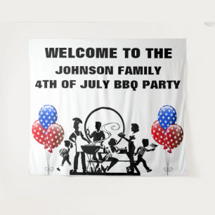 4. Juli GRILLEN Party willkommen Wandteppich