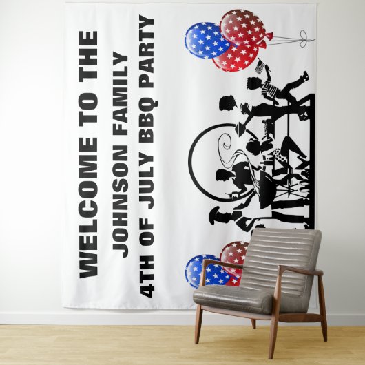 4. Juli GRILLEN Party willkommen  Wandteppich (Beispiel)