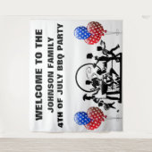 4. Juli GRILLEN Party willkommen Wandteppich (Vorderseite)