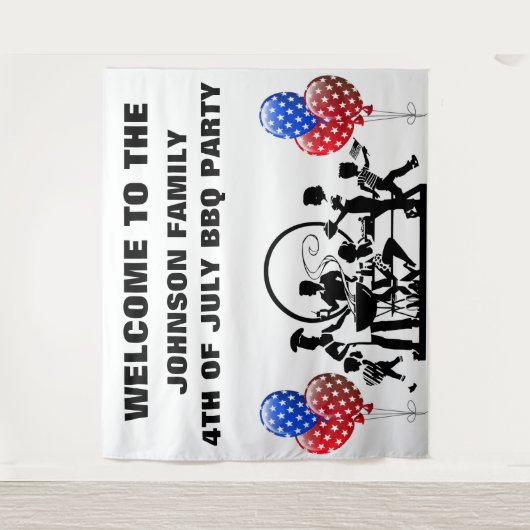 4. Juli GRILLEN Party willkommen Wandteppich (Vorderseite)