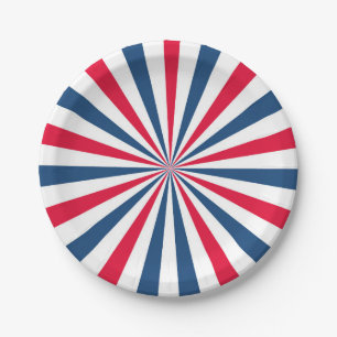 4. Juli GRILLEN Red White and Blue Burst Pappteller