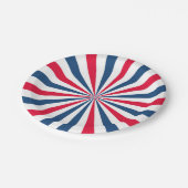 4. Juli GRILLEN Red White and Blue Burst Pappteller (Schrägansicht)