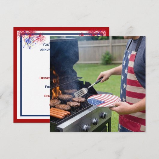 4. Juli Grillparty Einladung (Vorne/Hinten)