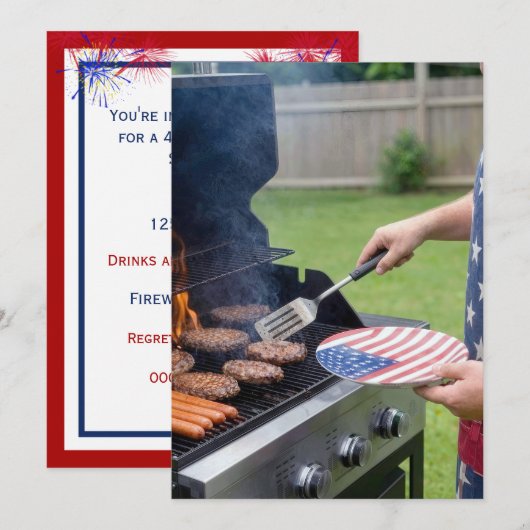 4. Juli Grillparty Einladung (Vorne/Hinten)