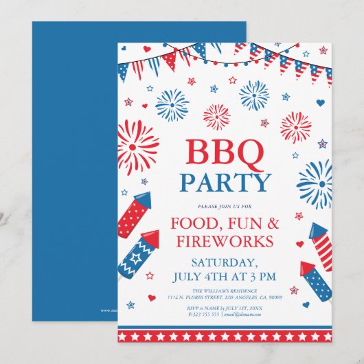 4. Juli Grillrahmen Einladung (Vorne/Hinten)