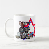 4. Juli Großer Buchstaben Stern Kaffeetasse (Links)