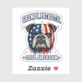 4. Juli Grumpy Patriotischer Bulldogge Aufkleber (Blatt)