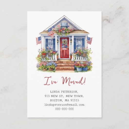 4. Juli habe ich eine neue Adresse verschoben Ankündigung (Vorderseite)