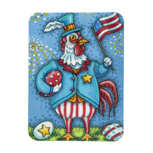 4. JULI HAHN, LUSTIGER PATRIOTISCHER HAHN MAGNET
