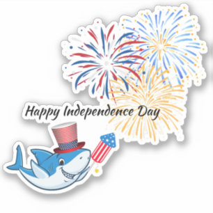 4. Juli Hai Feuerwerk Direktor Usa Flag Glas Aufkleber