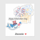 4. Juli Hai Feuerwerk Direktor Usa Flag Glas Aufkleber (Blatt)