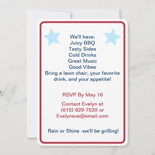 4. Juli Hamburger Barbecue Einladung (Rückseite)