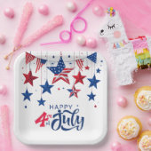 4. Juli Hanging Stars ID1103 Pappteller (Party)
