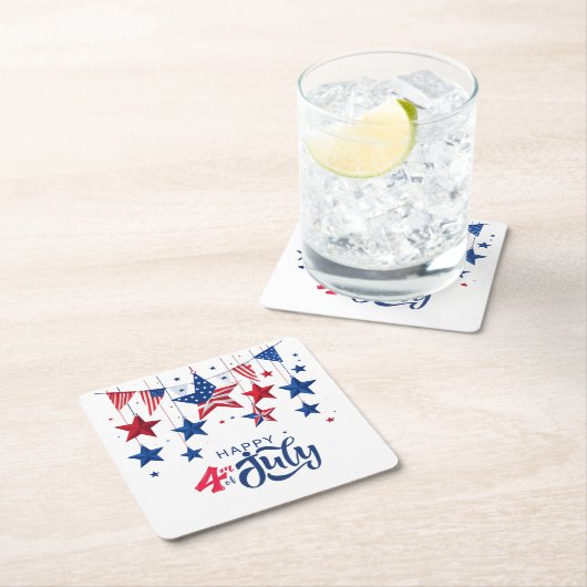 4. Juli Hanging Stars ID1103 Rechteckiger Pappuntersetzer (Vor Ort)