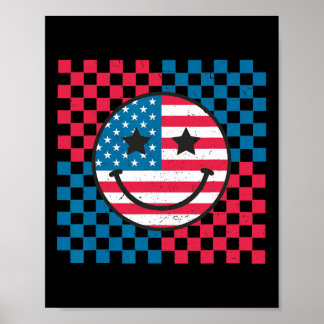 4. Juli - Happy Face American Poster