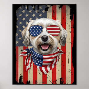 4. Juli Havanese-Hund AAAmerikanische Flagge USA Poster