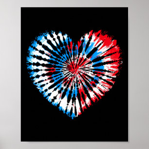 4. Juli Herz-Tie-Dye-Amerikanische-USA-Flagge-Jung Poster