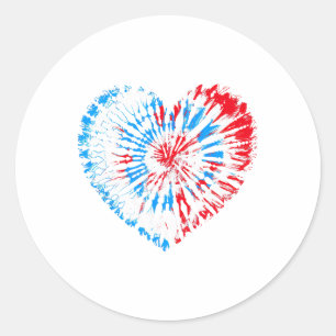 4. Juli Herz-Tie-Dye-Amerikanische-USA-Flagge-Jung Runder Aufkleber