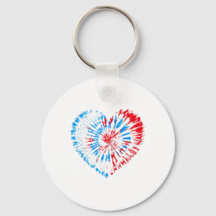 4. Juli Herz-Tie-Dye-Amerikanische-USA-Flagge Jung Schlüsselanhänger