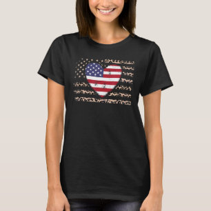 4. Juli Herzliche Liebe American Flag Leopard Prin T-Shirt
