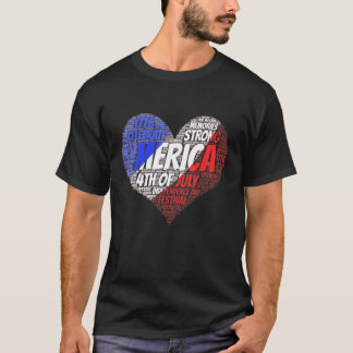 4. Juli Herzunabhängigkeitstag Amerikanische USA F T-Shirt