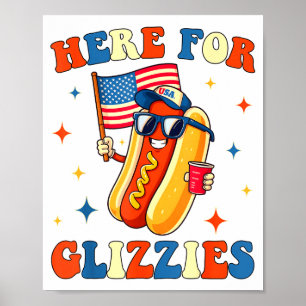 4. Juli Hier Für Glizzies Hotdog Patriot Männer W Poster