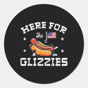 4. Juli hier für Glizzies Hotdog Patriot Men W Runder Aufkleber