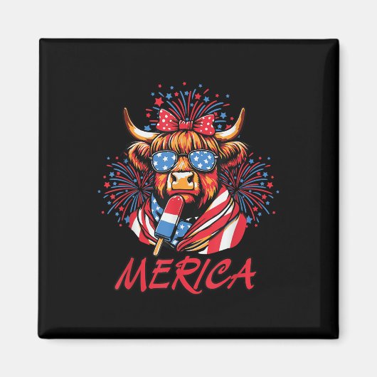 4. Juli Highland Kuh Popsicle Firework Usa Ame Magnet (Vorne)