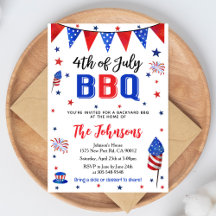 4. Juli Hinterhof BBQ-Einladung