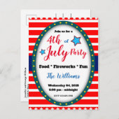 4. Juli Hinterhof Party Einladung Postkarte (Vorne/Hinten)