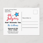4. Juli Hinterhof Party Einladung Postkarte (Rückseite)