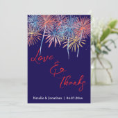 4. Juli Hochzeit Danke Karte mit Notiz (Stehend Vorderseite)