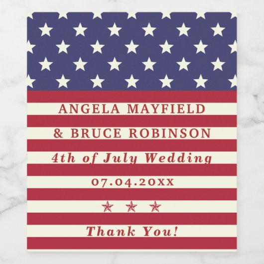 4. Juli Hochzeit Vielen Dank, dass Sie Stars Strei Weinetikett (Einzelnes Label)