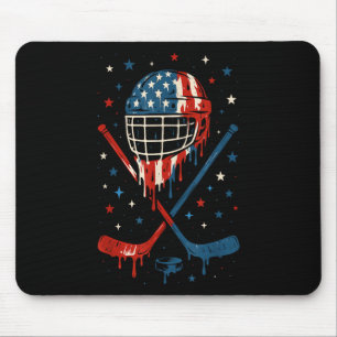 4. Juli Hockey Eiscreme Tropfen Helmet Sticks uns Mousepad