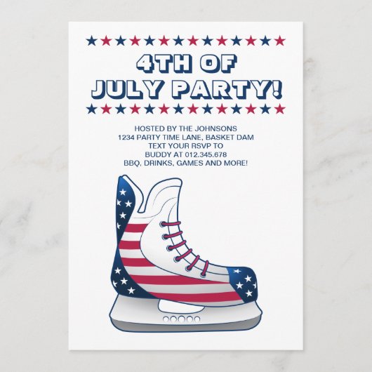 4. Juli Hockey Skate Einladung (Vorderseite)