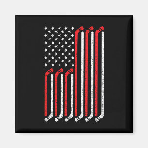 4. Juli Hockey Stick USA Flag Patriotic Hockey Magnet